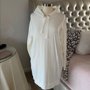 Women's White Hooded French Terry Dress